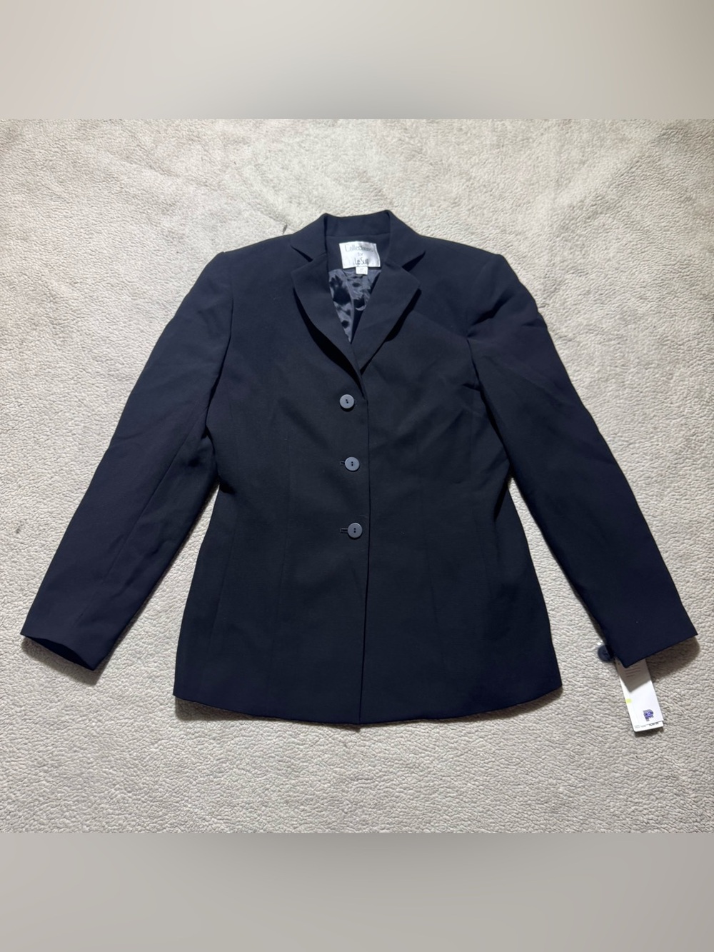 Le Suit Jacket Womens 4P‎ Petite Collections Black 3 Button Up Blazer Lined NEW